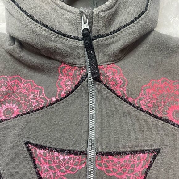 Ivivva Girls Size 10 Gray Pink Full Zip Scuba Hoodie SweatshirtâJacketâCoat - Picture 8 of 13